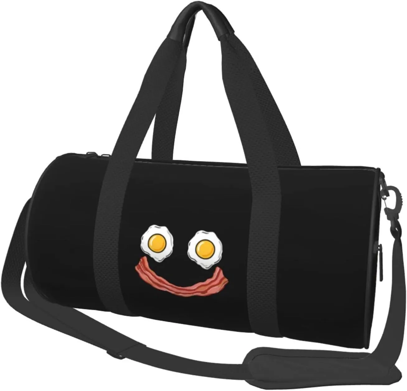 Smiling Egg and Bacon Convertible Garment Bag with Shoulder Strap, Carry on Garment Duffel Bag for Men Women - Rolling Foldable for Travel Luggage Bags (Black)