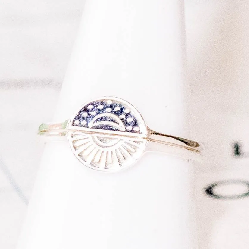 Soleil Moon and Sun Sterling Rings - India
