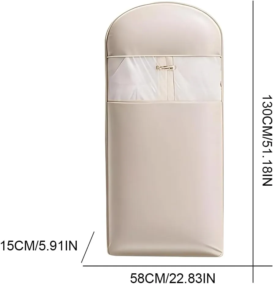 Space Saving Hanging Garment Bag with Self Compression Zipper,Space Saver Closet Organizers,Dust Cover Clothes Bags for Down Coat (Beige, L)