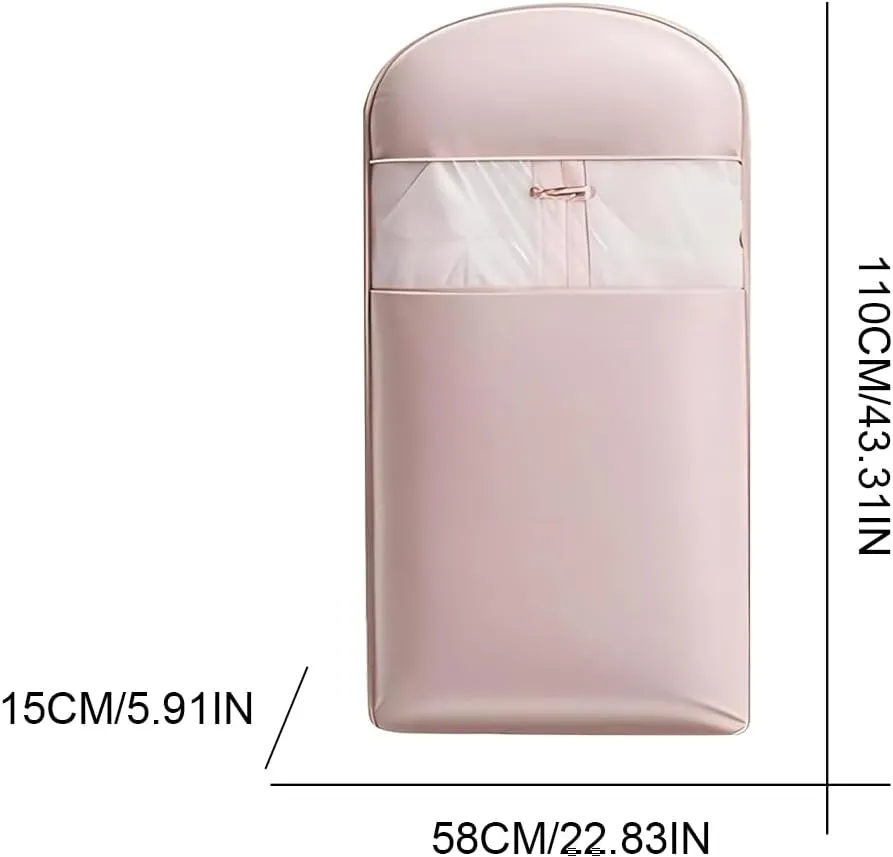 Space Saving Hanging Garment Bag with Self Compression Zipper,Space Saver Closet Organizers,Dust Cover Clothes Bags for Down Coat (Pink, M)