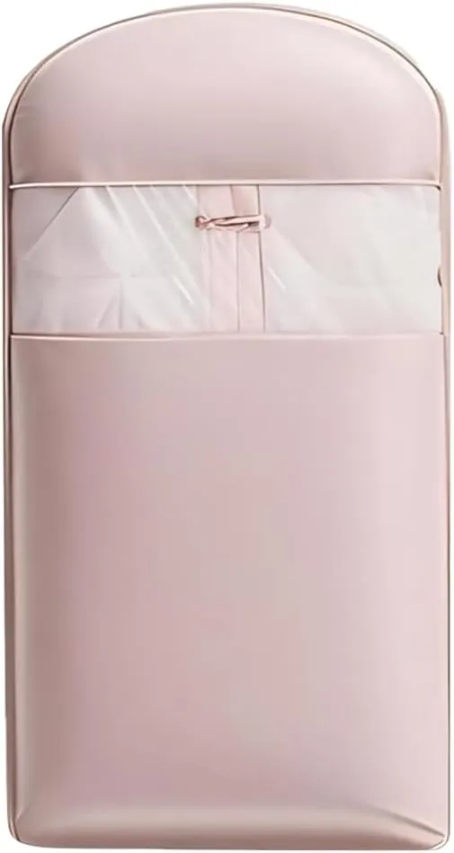 Space Saving Hanging Garment Bag with Self Compression Zipper,Space Saver Closet Organizers,Dust Cover Clothes Bags for Down Coat (Pink, M)