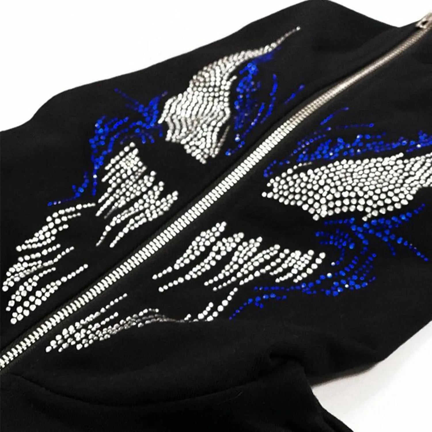 Spider Web Rhinestone Hoodie for Men Women, Long Sleeve Zip Up Glitter Gothic Y2K Jacket Cool Streetwear