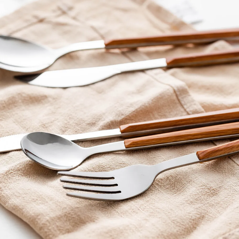 Stainless Steel Cutlery With Wooden Handles