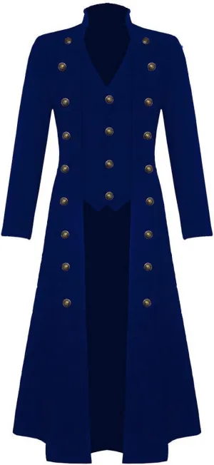 Sxfashbrd Men's Steampunk Tailcoat Tuxedo Suits 2 Piece Slim Fit Long Jacket Gothic Frock Trench Victorian Halloween Uniform