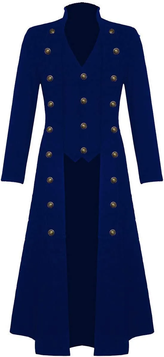 Sxfashbrd Men's Steampunk Tailcoat Tuxedo Suits 2 Piece Slim Fit Long Jacket Gothic Frock Trench Victorian Halloween Uniform