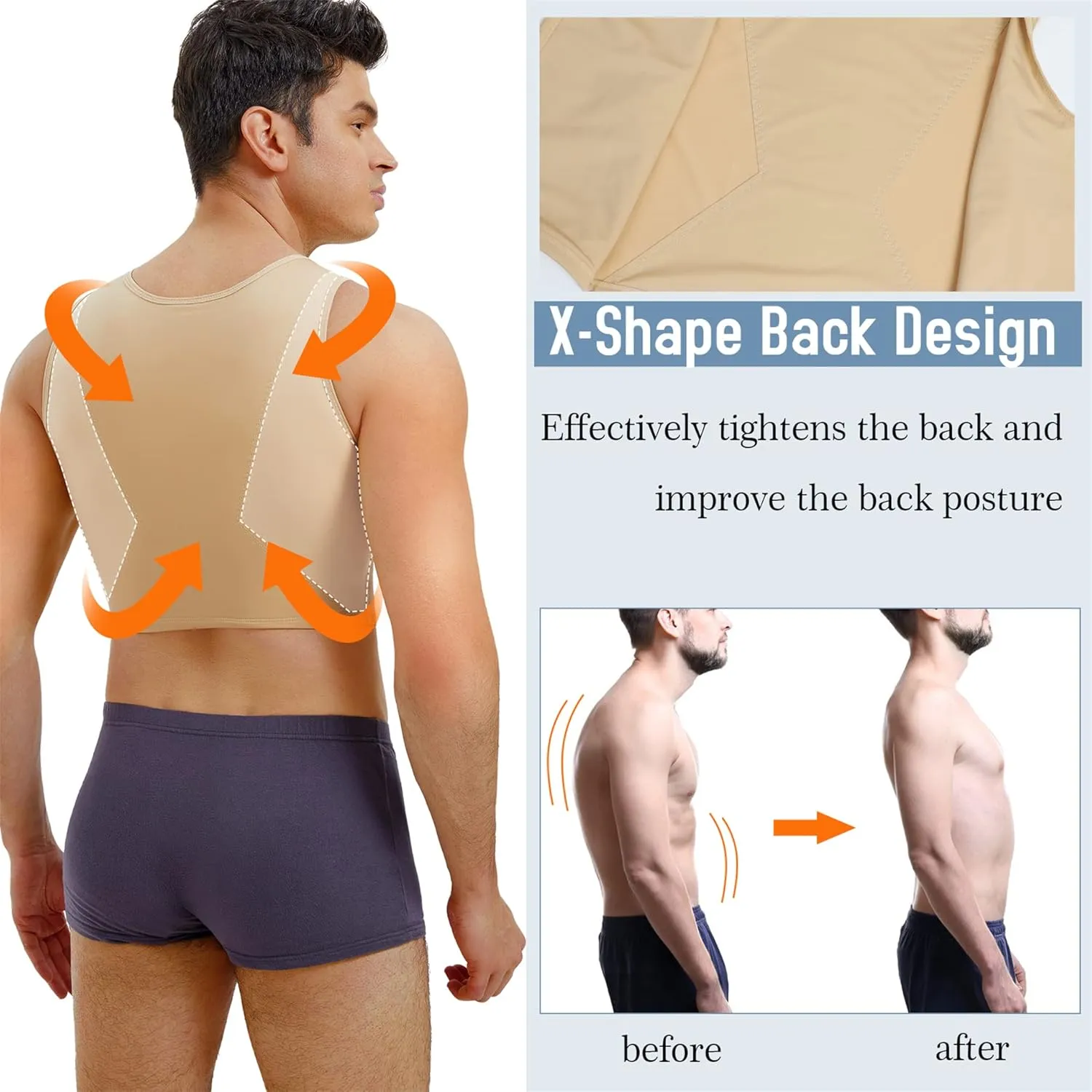 TAILONG Mens Compression Corset Vest Hide Gynecomastia Chest Binder Tank Top Faja para Hombre