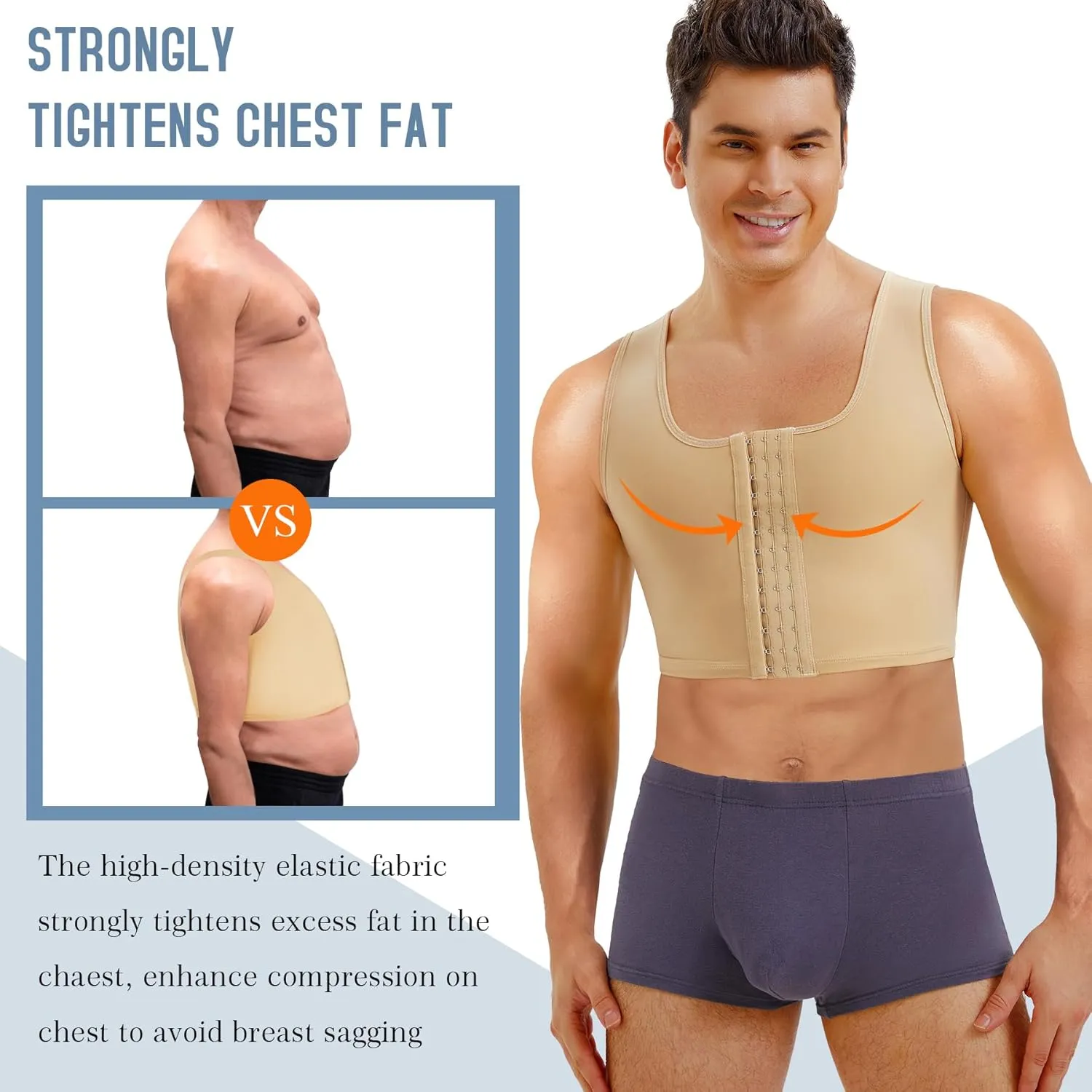 TAILONG Mens Compression Corset Vest Hide Gynecomastia Chest Binder Tank Top Faja para Hombre