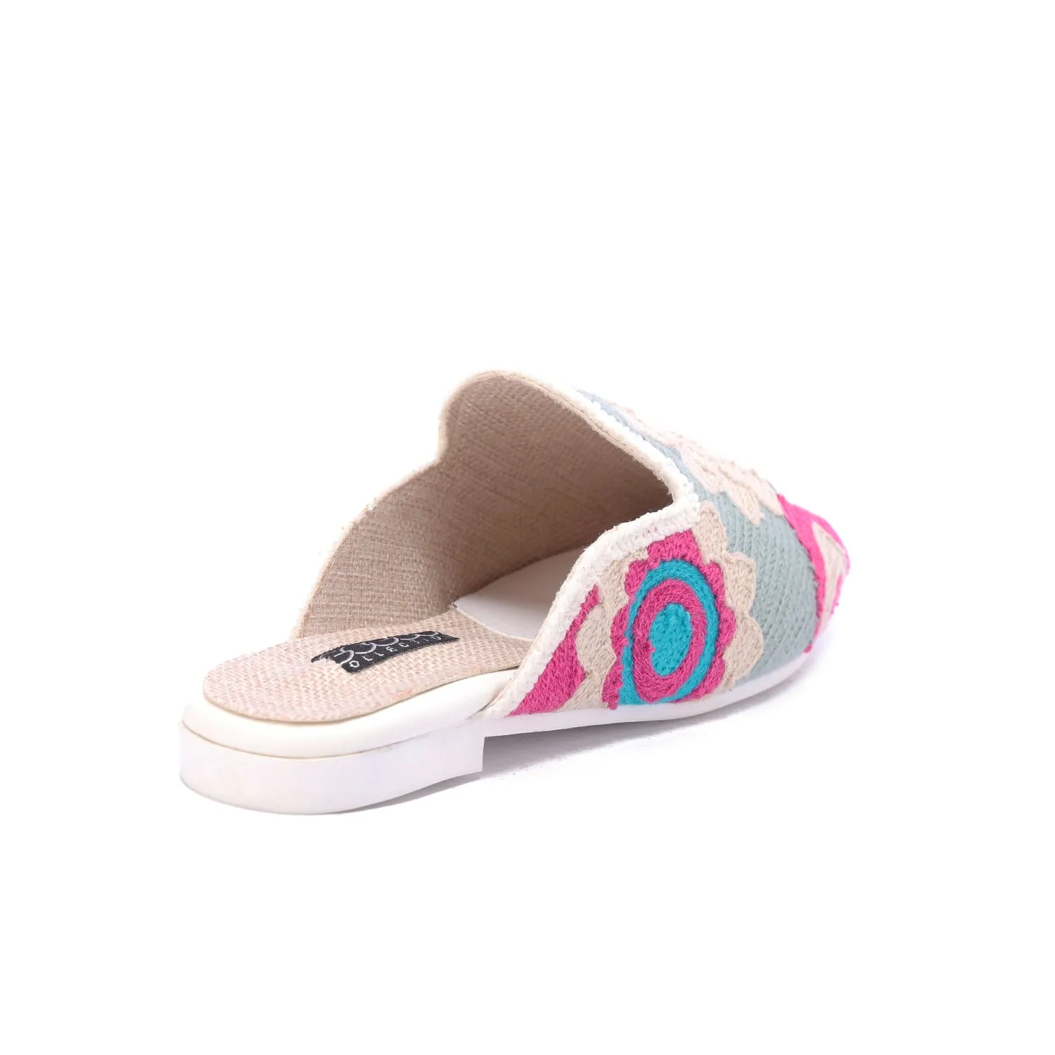 Textured Embroidered Mule-Beige