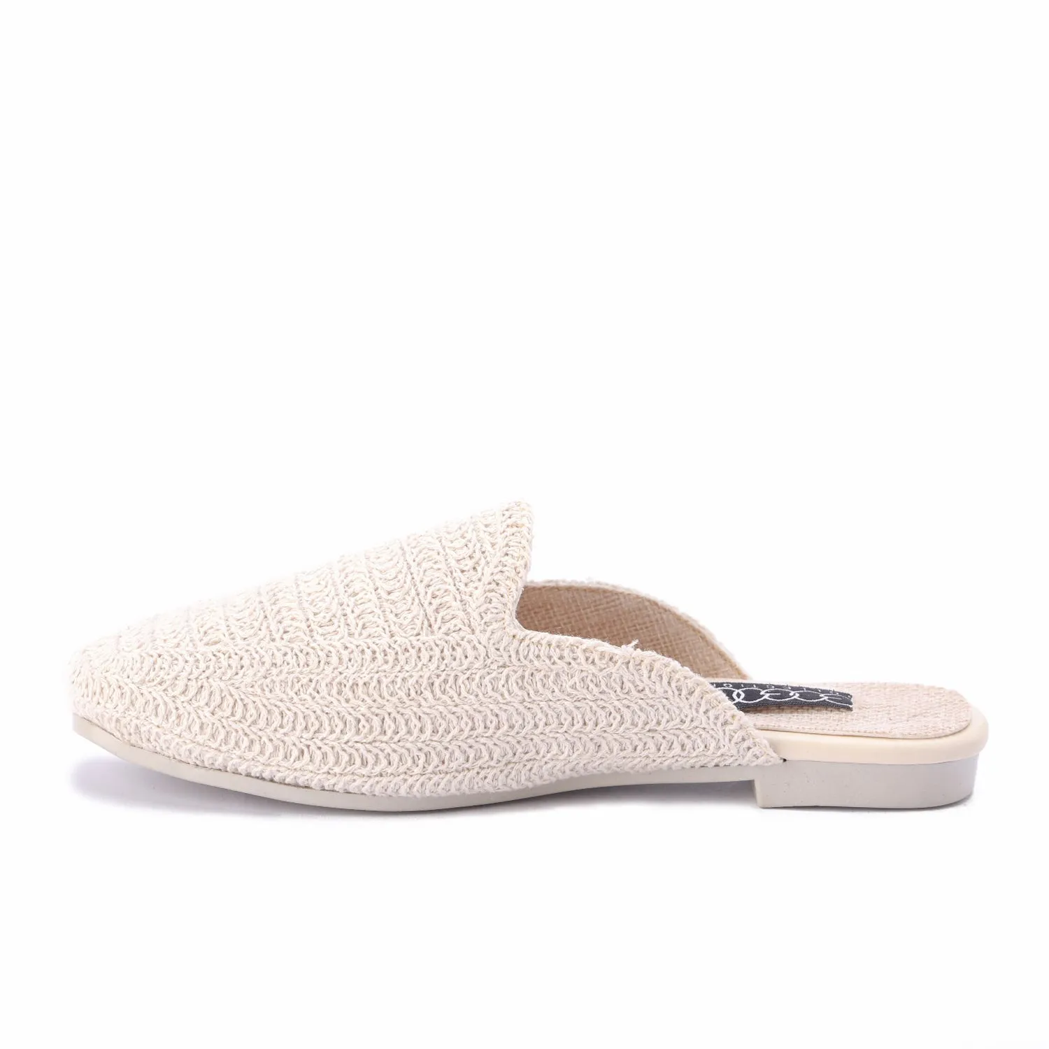 Textured Open Back Slipper - Beige