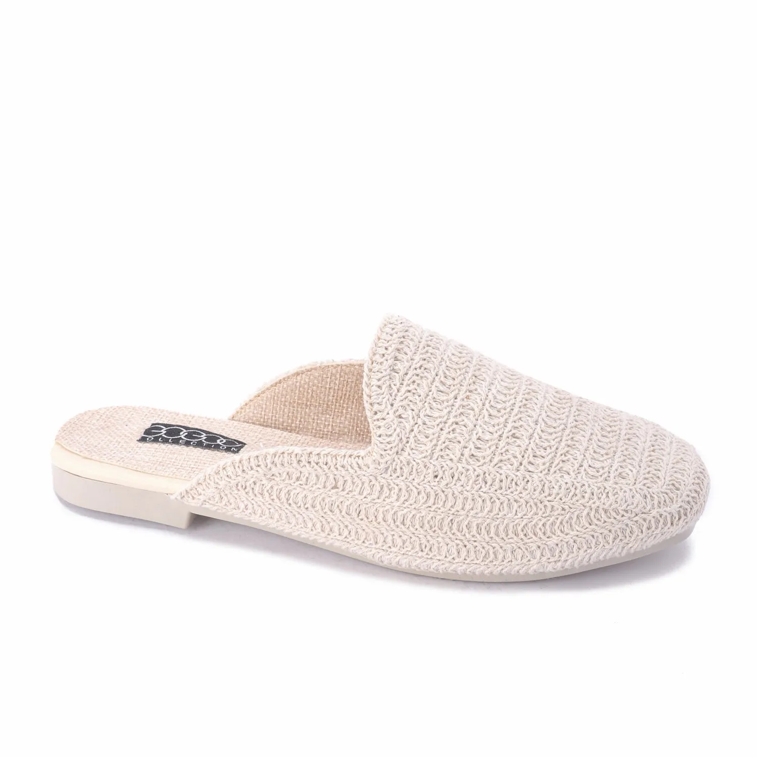 Textured Open Back Slipper - Beige