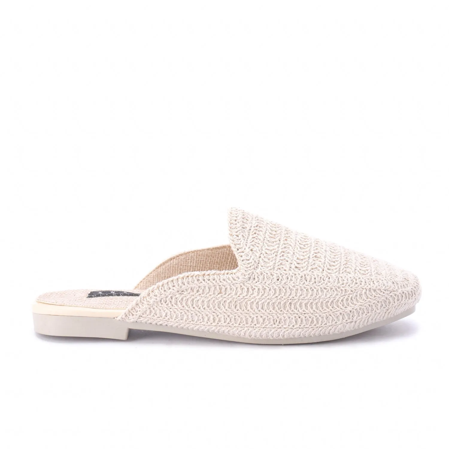 Textured Open Back Slipper - Beige