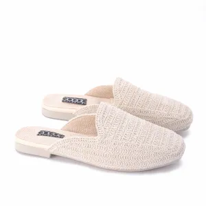 Textured Open Back Slipper - Beige
