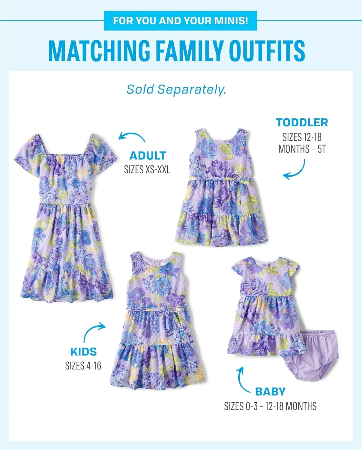 The Children's Place Kids' Coordinating Family Outfits, Mommy & Me, Dad & Son, Baby, Purple Party Collection