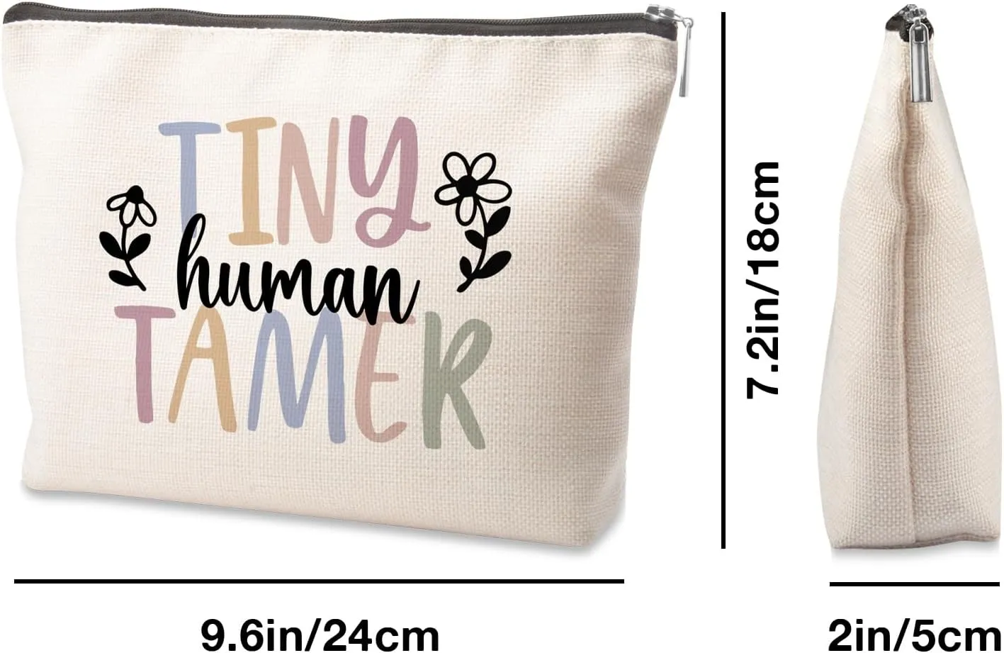 Tiny Human Tamer Teacher Appreciation Makeup Bag - Travel Organizer for Women, Daycare & Teacher's Day Gift