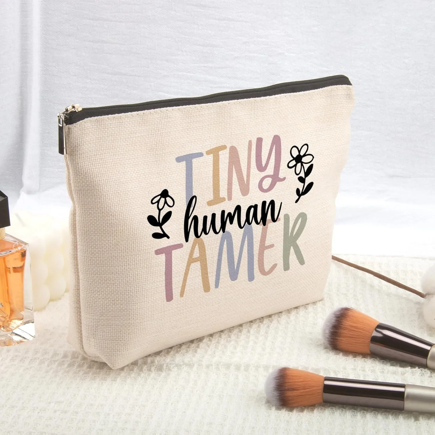 Tiny Human Tamer Teacher Appreciation Makeup Bag - Travel Organizer for Women, Daycare & Teacher's Day Gift