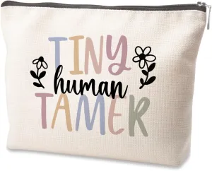 Tiny Human Tamer Teacher Appreciation Makeup Bag - Travel Organizer for Women, Daycare & Teacher's Day Gift