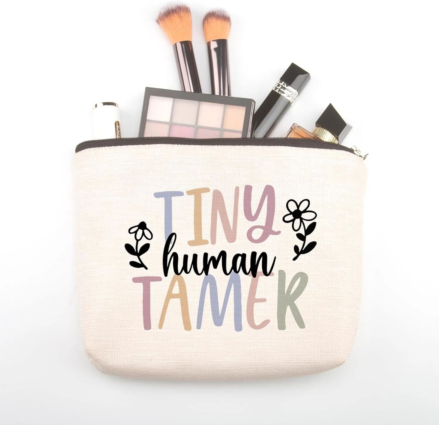Tiny Human Tamer Teacher Appreciation Makeup Bag - Travel Organizer for Women, Daycare & Teacher's Day Gift