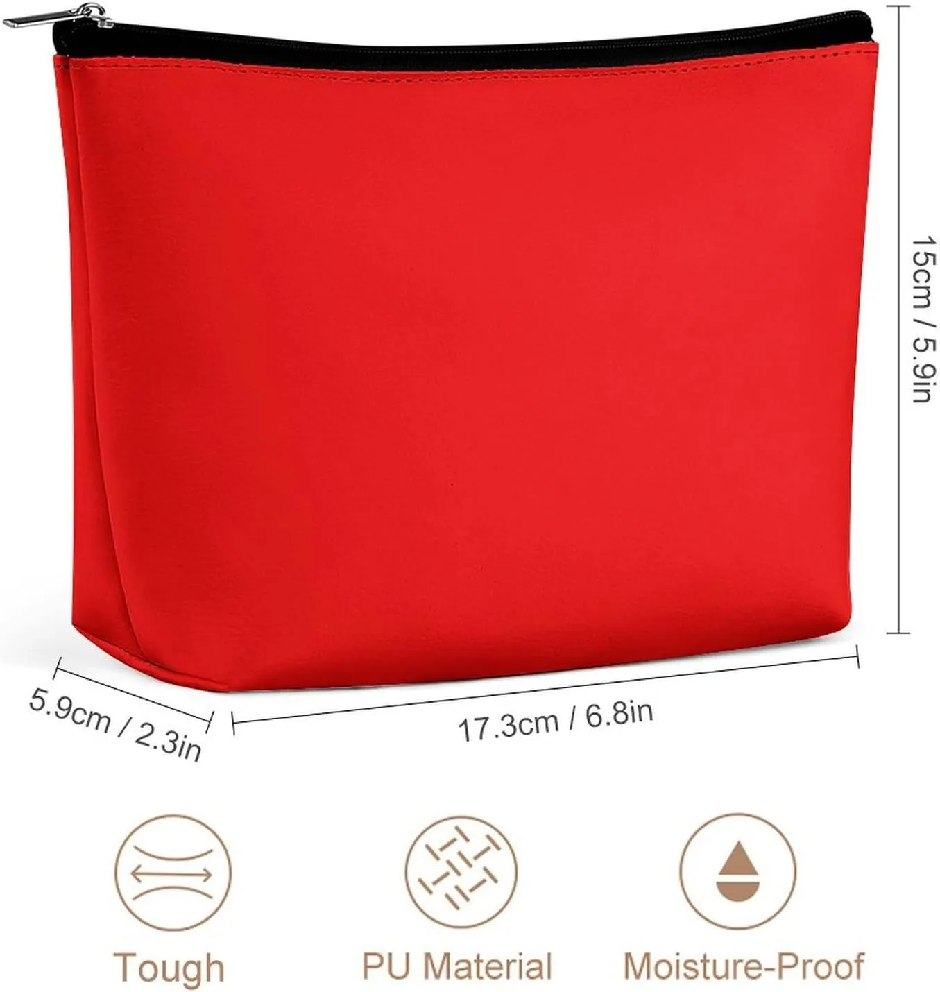 Travel Makeup Bag, Bright Red Cosmetic Bags for Women Large Capacity Waterproof Toiletry Pouch Make up Organizer