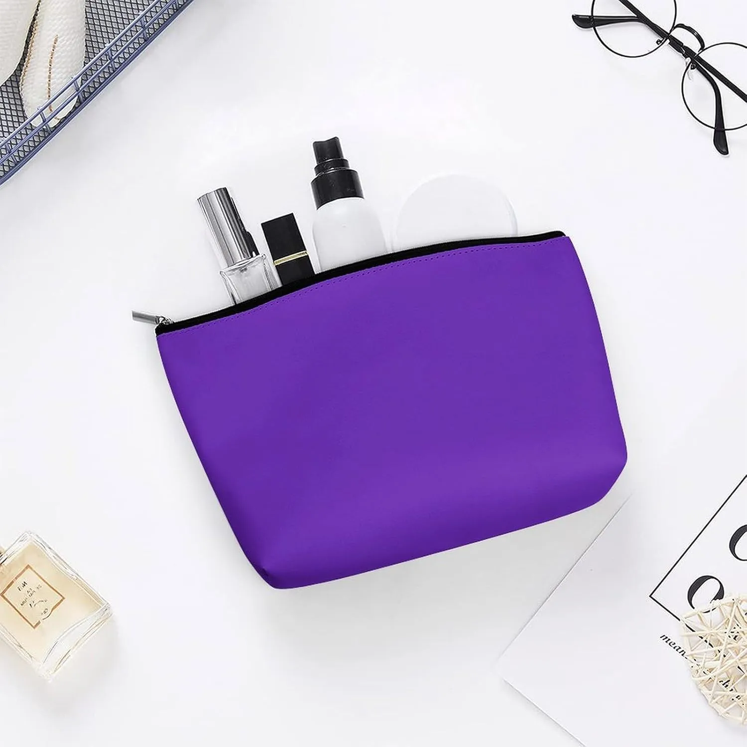 Travel Makeup Bag, Brilliant Purple Cosmetic Bags for Women Large Capacity Waterproof Toiletry Pouch Make up Organizer