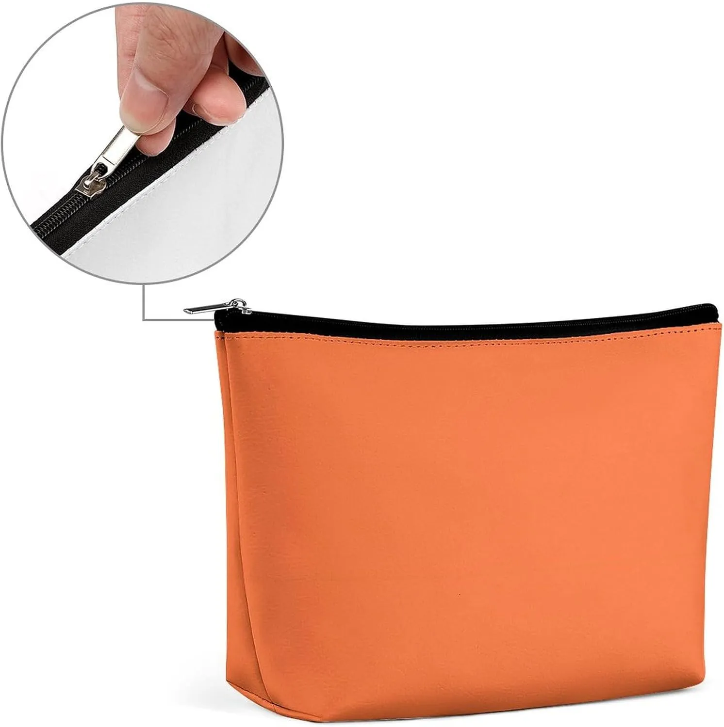 Travel Makeup Bag, Burnt Orange Solid Color Cosmetic Bags for Women Large Capacity Waterproof Toiletry Pouch Make up Organizer