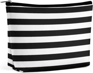 Travel Makeup Bag, Classic Black & White Stripes Pattern Design Cosmetic Bags for Women Large Capacity Waterproof Toiletry Pouch Make up Organizer
