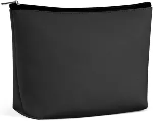 Travel Makeup Bag, Cool Black Solid Color Cosmetic Bags for Women Large Capacity Waterproof Toiletry Pouch Make up Organizer