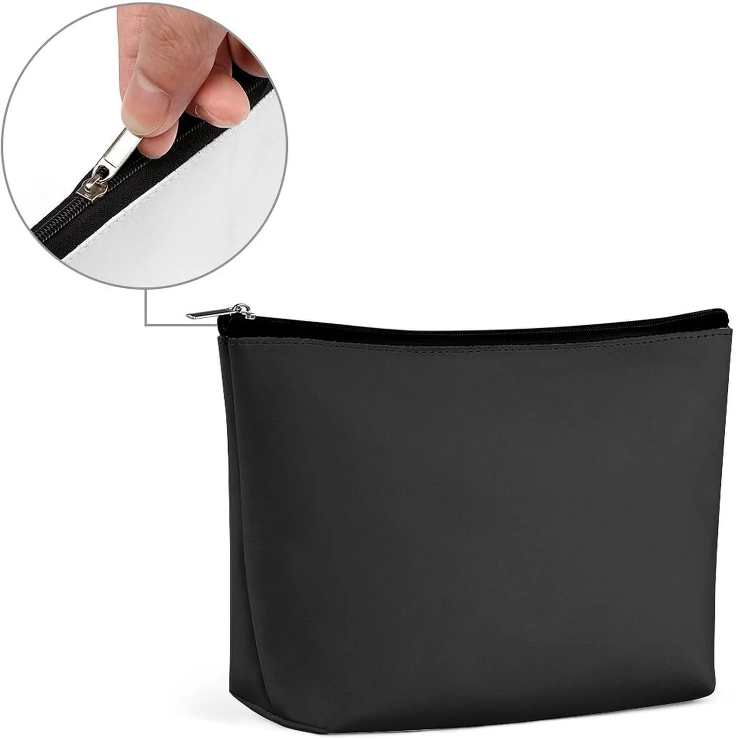 Travel Makeup Bag, Cool Black Solid Color Cosmetic Bags for Women Large Capacity Waterproof Toiletry Pouch Make up Organizer