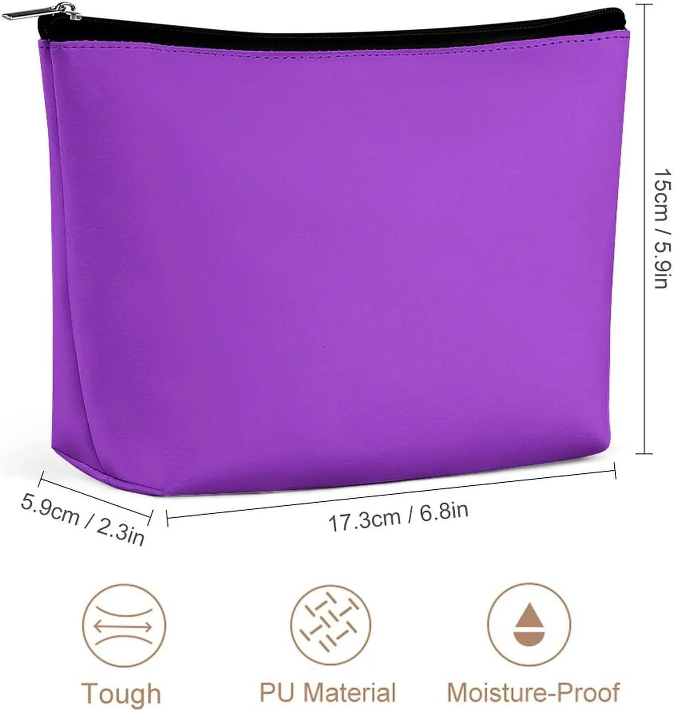 Travel Makeup Bag, Dark Orchid Solid Color Cosmetic Bags for Women Large Capacity Waterproof Toiletry Pouch Make up Organizer