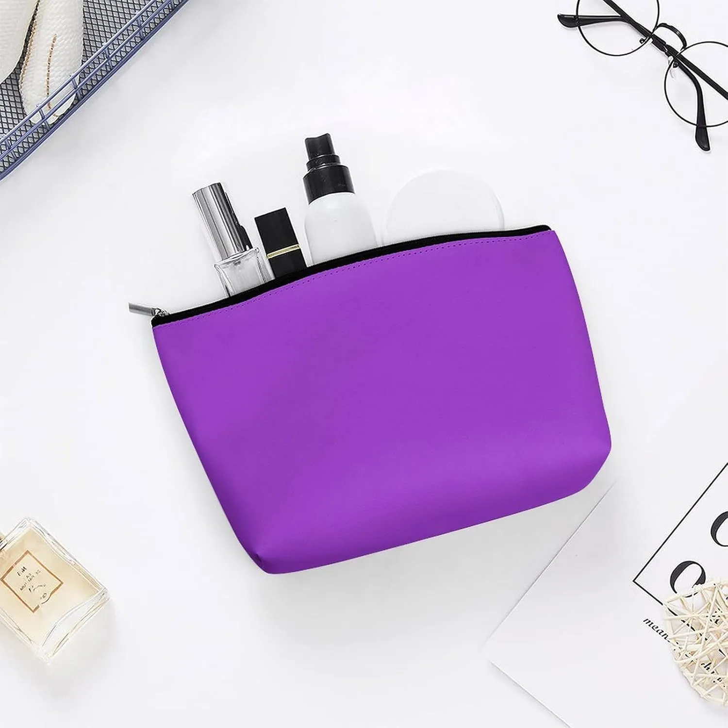 Travel Makeup Bag, Dark Orchid Solid Color Cosmetic Bags for Women Large Capacity Waterproof Toiletry Pouch Make up Organizer