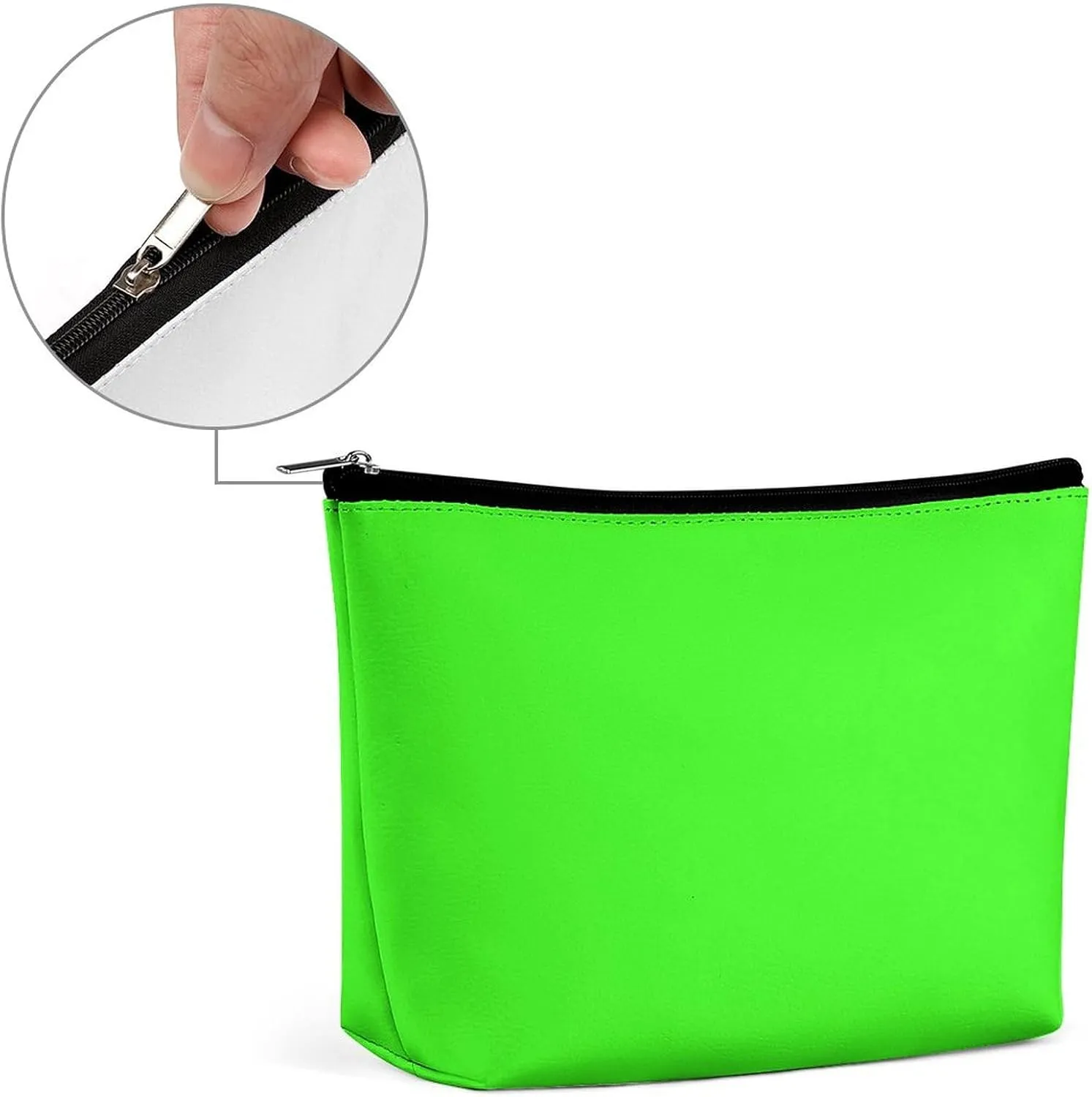 Travel Makeup Bag, Neon Green Solid Color Cosmetic Bags for Women Large Capacity Waterproof Toiletry Pouch Make up Organizer