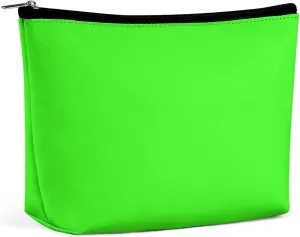 Travel Makeup Bag, Neon Green Solid Color Cosmetic Bags for Women Large Capacity Waterproof Toiletry Pouch Make up Organizer