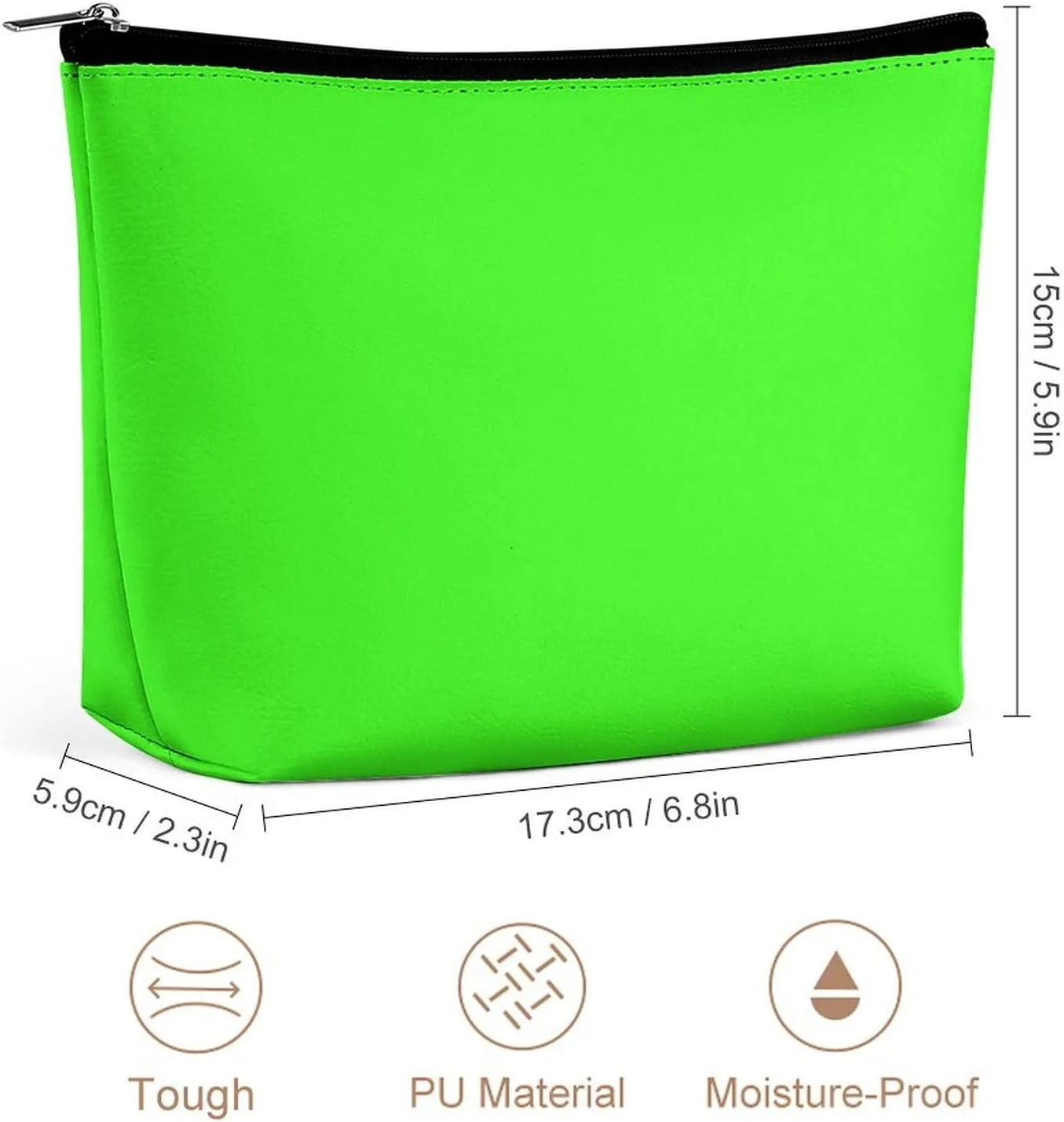 Travel Makeup Bag, Neon Green Solid Color Cosmetic Bags for Women Large Capacity Waterproof Toiletry Pouch Make up Organizer