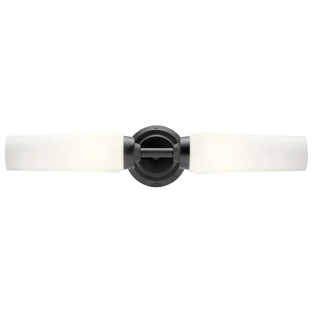 Truby 20 In 2-Lights Bathroom Vanity Light With Satin Etched Cased Opal Glass, Black Finish