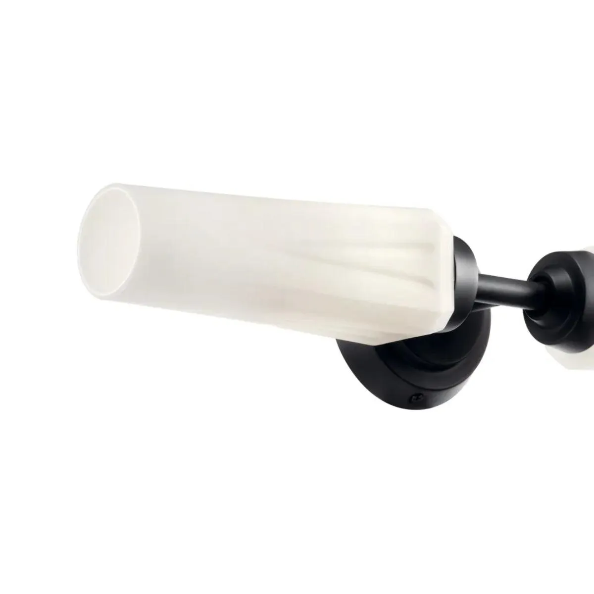 Truby 20 In 2-Lights Bathroom Vanity Light With Satin Etched Cased Opal Glass, Black Finish