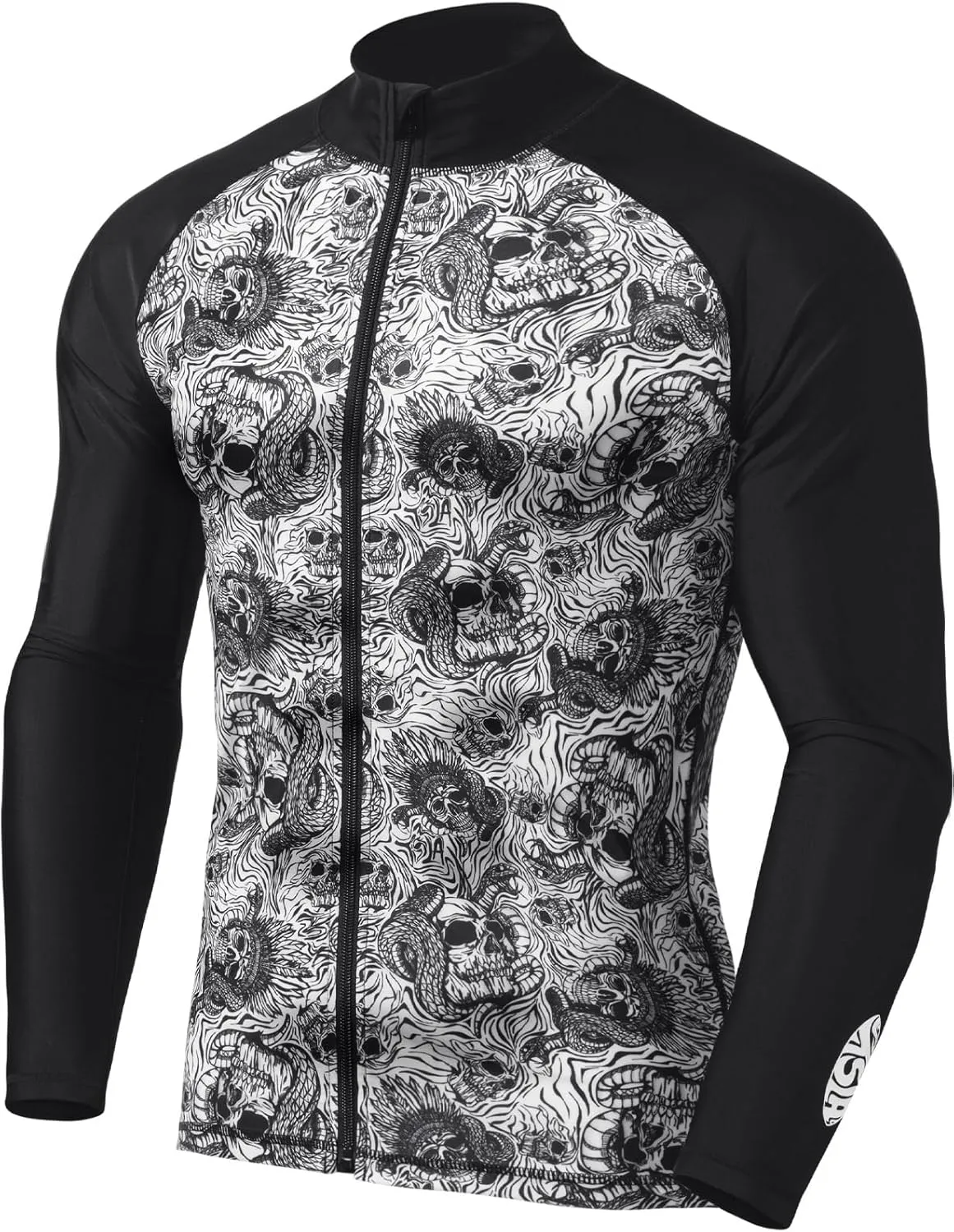 TSLA Men's Long Sleeve Zip Rash Guard, UPF50  UV/Sun Protection Quick Dry Swim Shirts