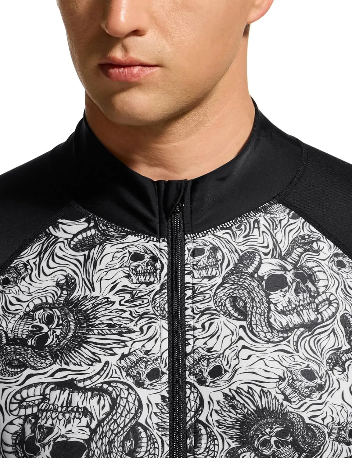 TSLA Men's Long Sleeve Zip Rash Guard, UPF50  UV/Sun Protection Quick Dry Swim Shirts