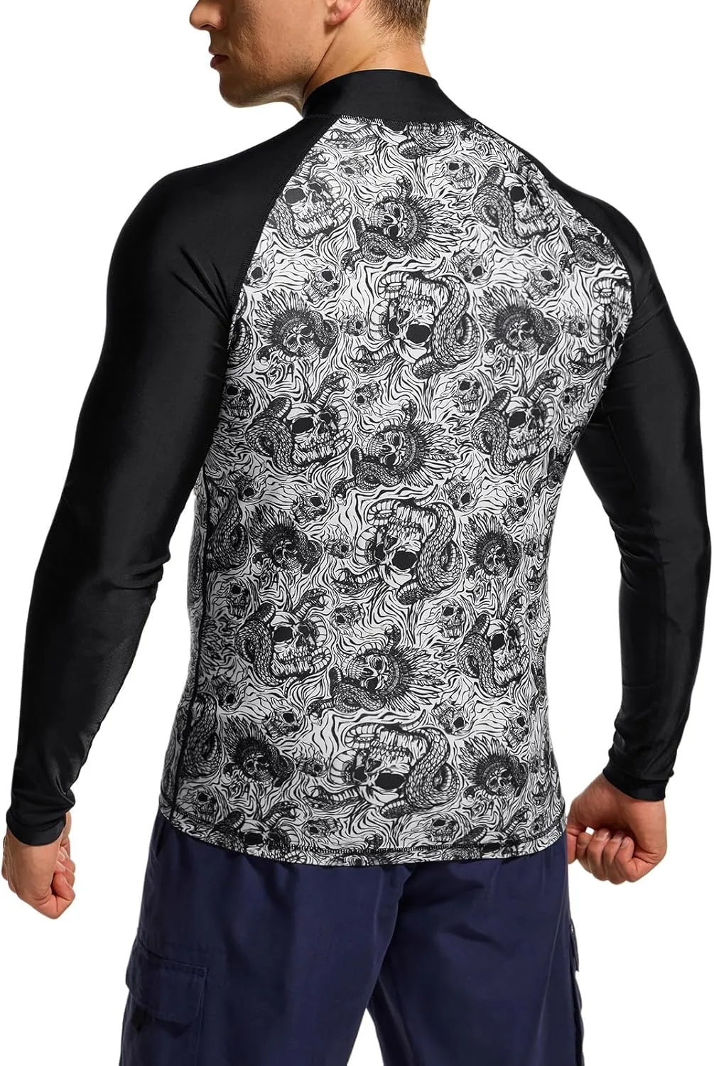 TSLA Men's Long Sleeve Zip Rash Guard, UPF50  UV/Sun Protection Quick Dry Swim Shirts