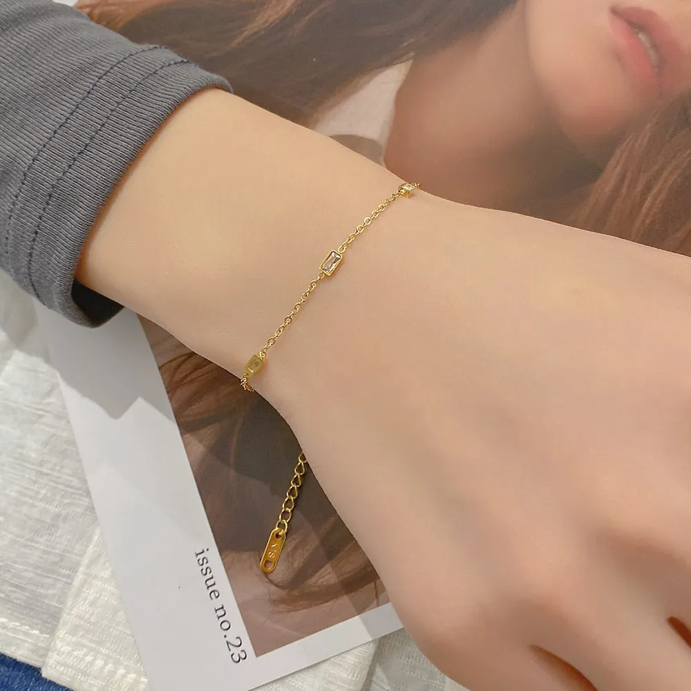 Upscale Jewelry Geometry Square Charms Bracelet