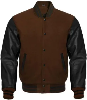 Varsity Jacket Letterman Baseball Jacket Wool body and Cowhide Leather Sleeves 17 Color Options