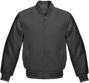 Varsity Jacket Letterman Baseball Jacket Wool body and Cowhide Leather Sleeves 17 Color Options