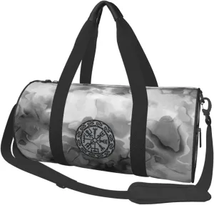 Vegvisir Iceland Runes Compass Vikings Futhark Convertible Garment Bag with Shoulder Strap, Carry on Garment Duffel Bag for Men Women - Rolling Foldable for Travel Luggage Bags (Black)