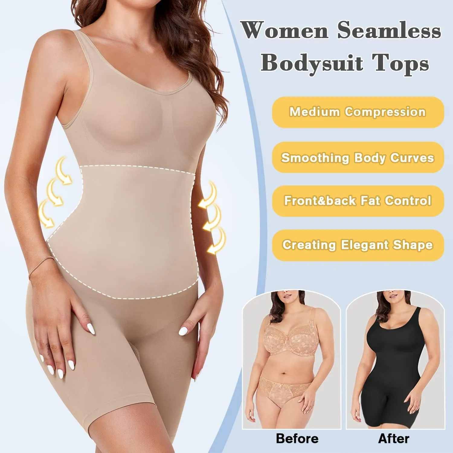 VVX Shorts Bodysuit for Women Tummy Control Shapewear Seamless Sexy Butt Lifting Workout Bodycon One Piece Short Jumpsuit