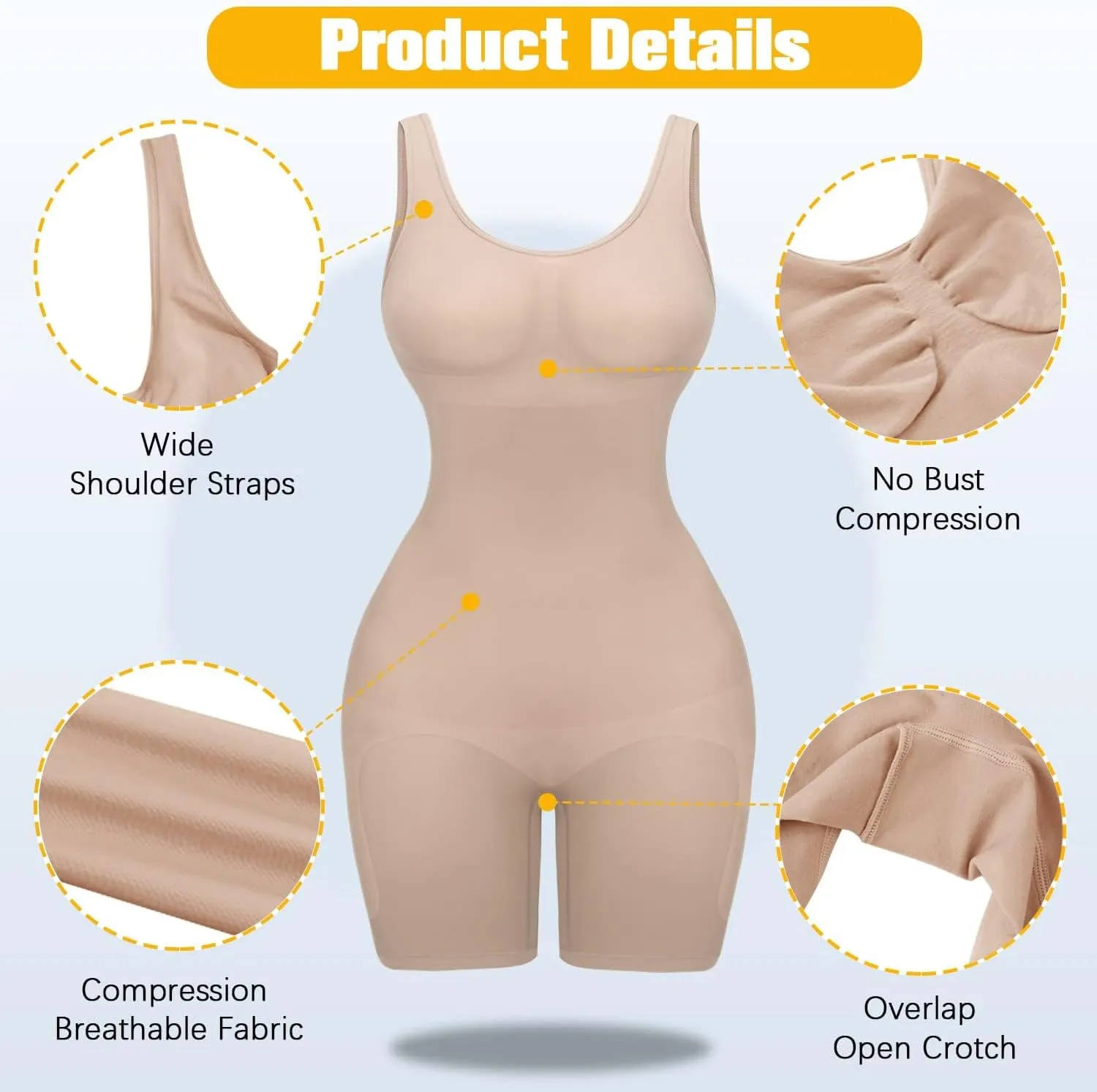 VVX Shorts Bodysuit for Women Tummy Control Shapewear Seamless Sexy Butt Lifting Workout Bodycon One Piece Short Jumpsuit