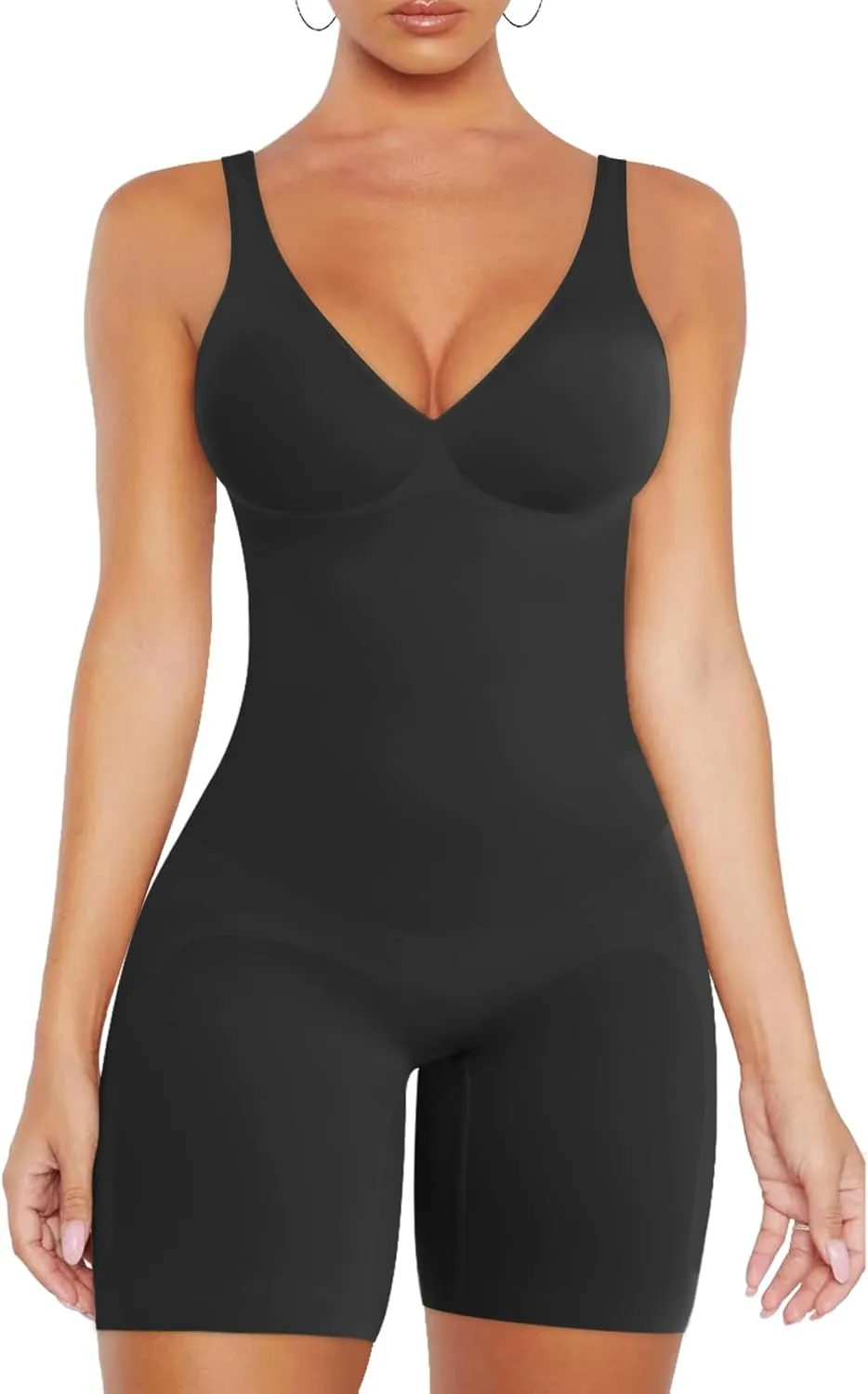 VVX Shorts Bodysuit for Women Tummy Control V Neck Shapewear Seamless Sexy Butt Lifting Bodycon One Piece Short Jumpsuit