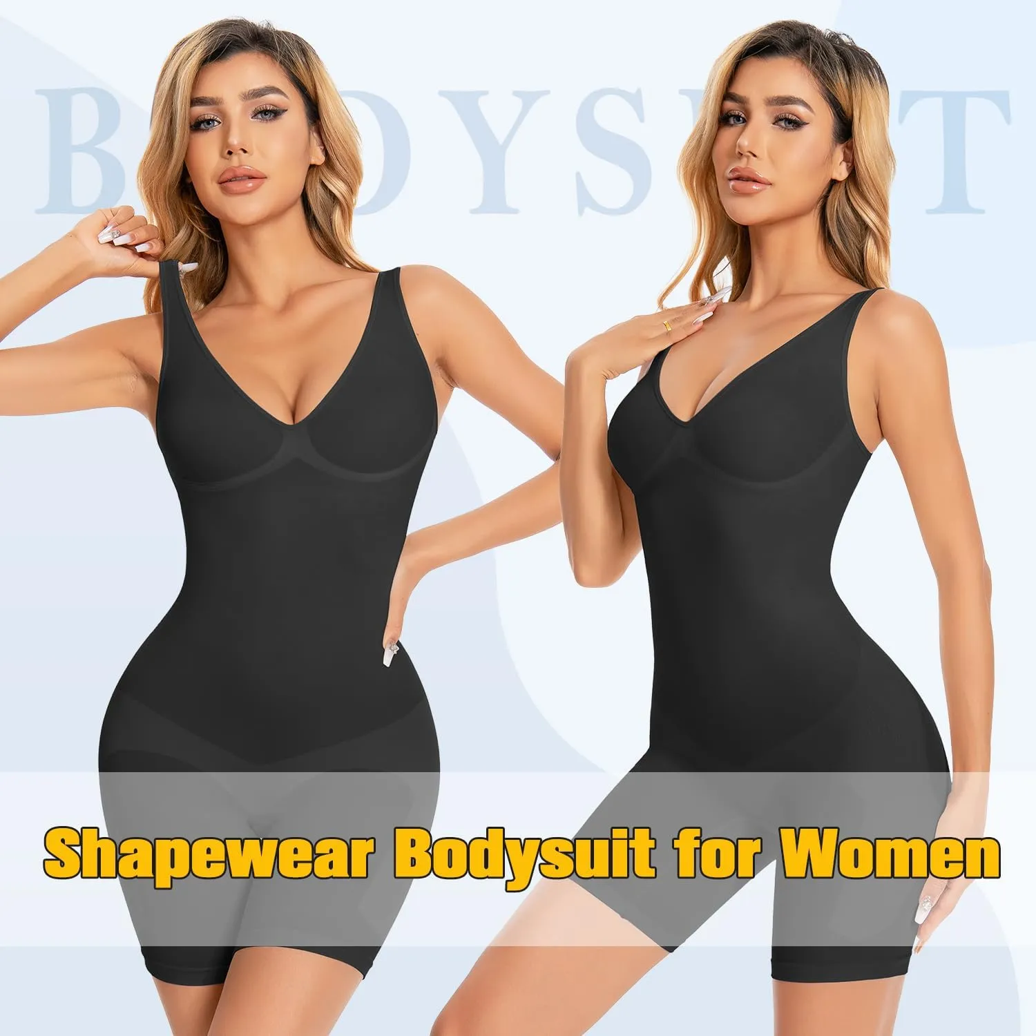 VVX Shorts Bodysuit for Women Tummy Control V Neck Shapewear Seamless Sexy Butt Lifting Bodycon One Piece Short Jumpsuit