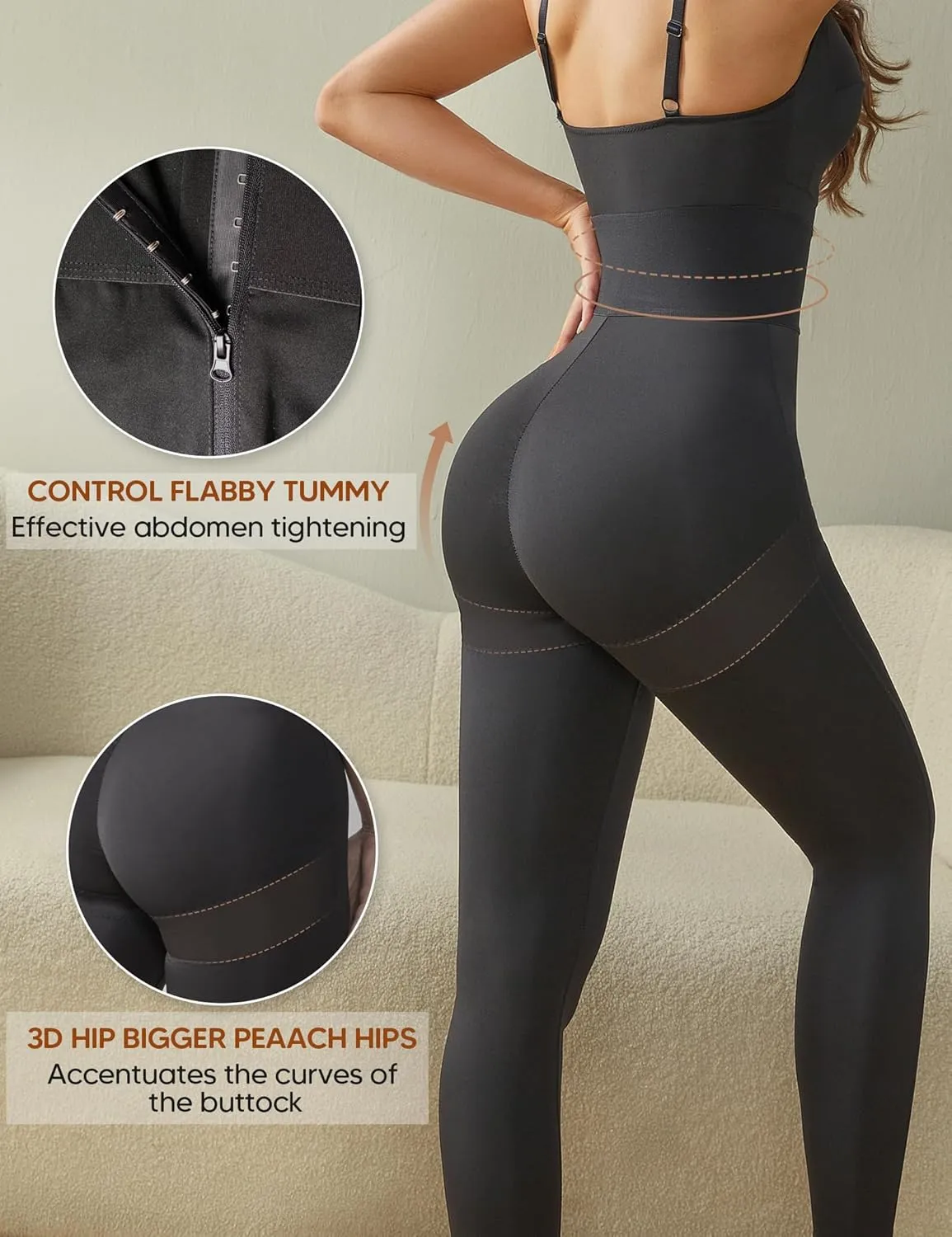Women Full Bodysuit Shapewear Tummy Control Waistband Shaping Jumpsuit Full Length Legging Faja Colombianas