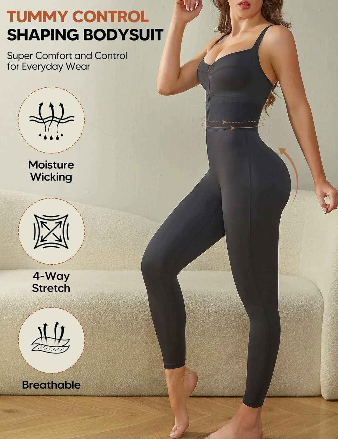 Women Full Bodysuit Shapewear Tummy Control Waistband Shaping Jumpsuit Full Length Legging Faja Colombianas