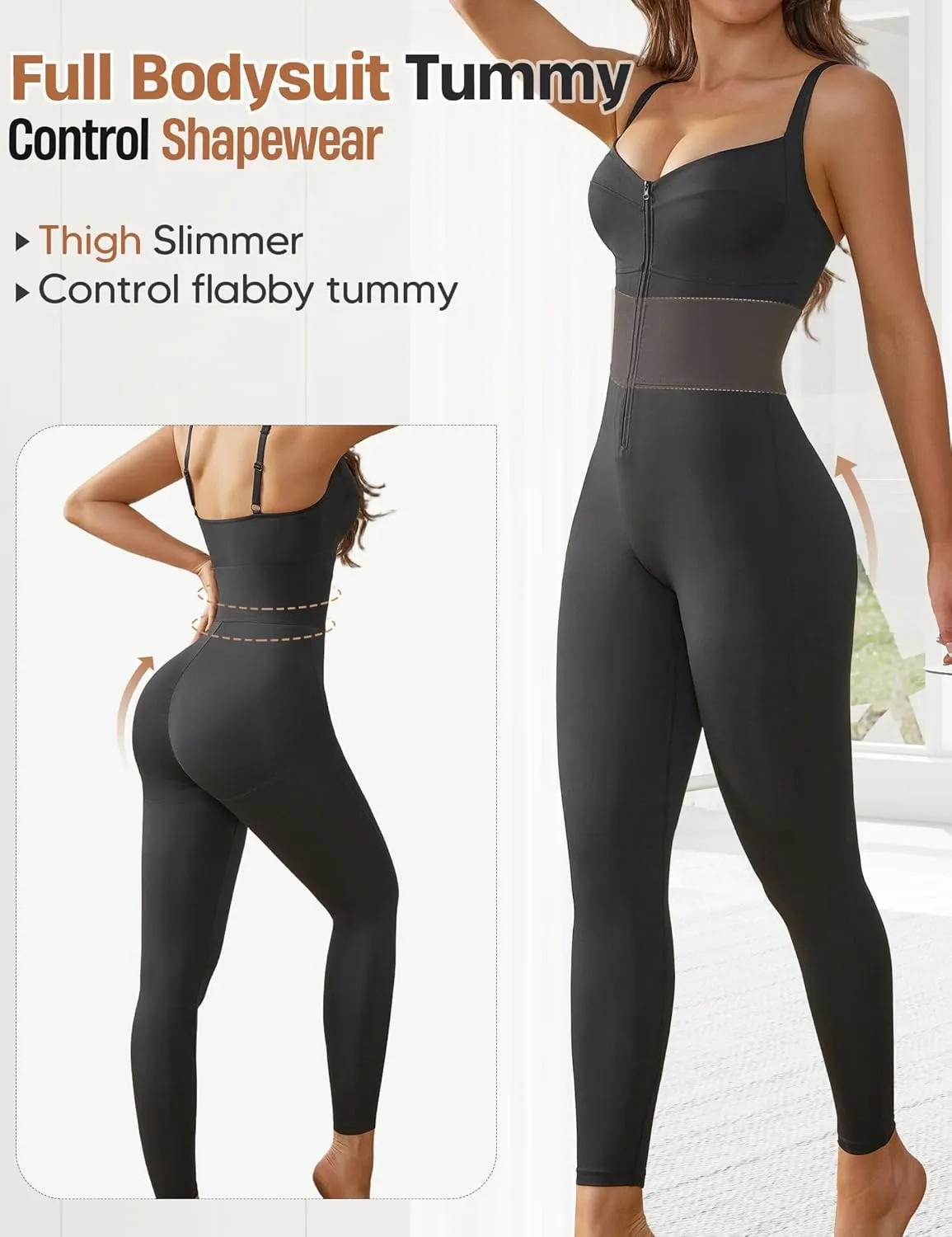 Women Full Bodysuit Shapewear Tummy Control Waistband Shaping Jumpsuit Full Length Legging Faja Colombianas