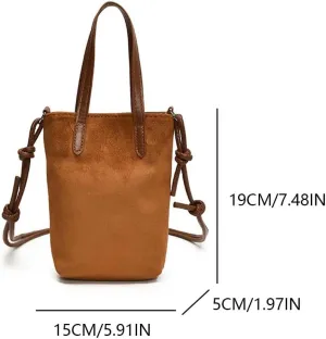 Women Suede Crossbody Bag Leopard Print Handbag Adjustable Strap Bucket Bag Trendy Clutch Purse for Work Travel