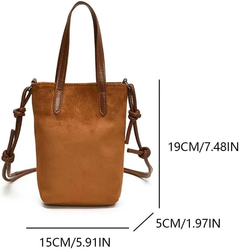 Women Suede Crossbody Bag Leopard Print Handbag Adjustable Strap Bucket Bag Trendy Clutch Purse for Work Travel